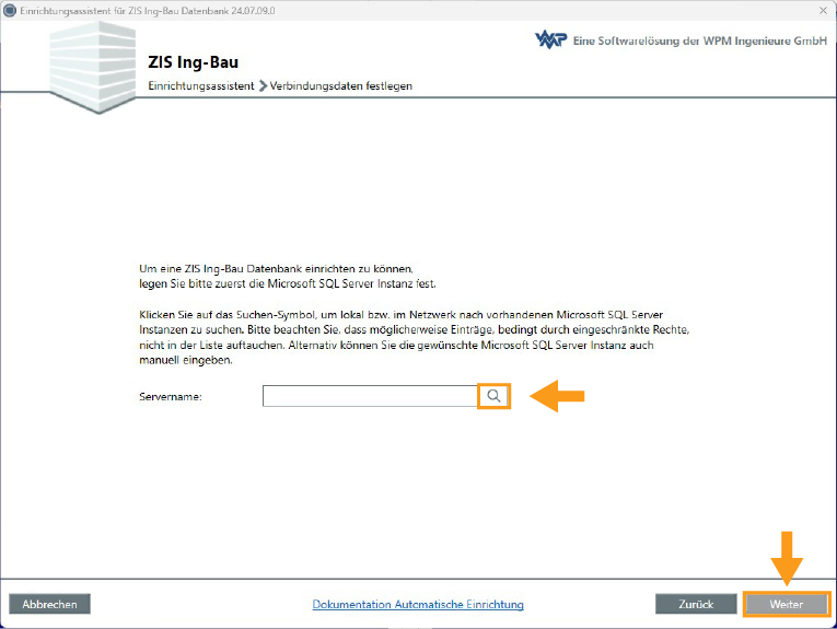 Verbindungsdaten festlegen